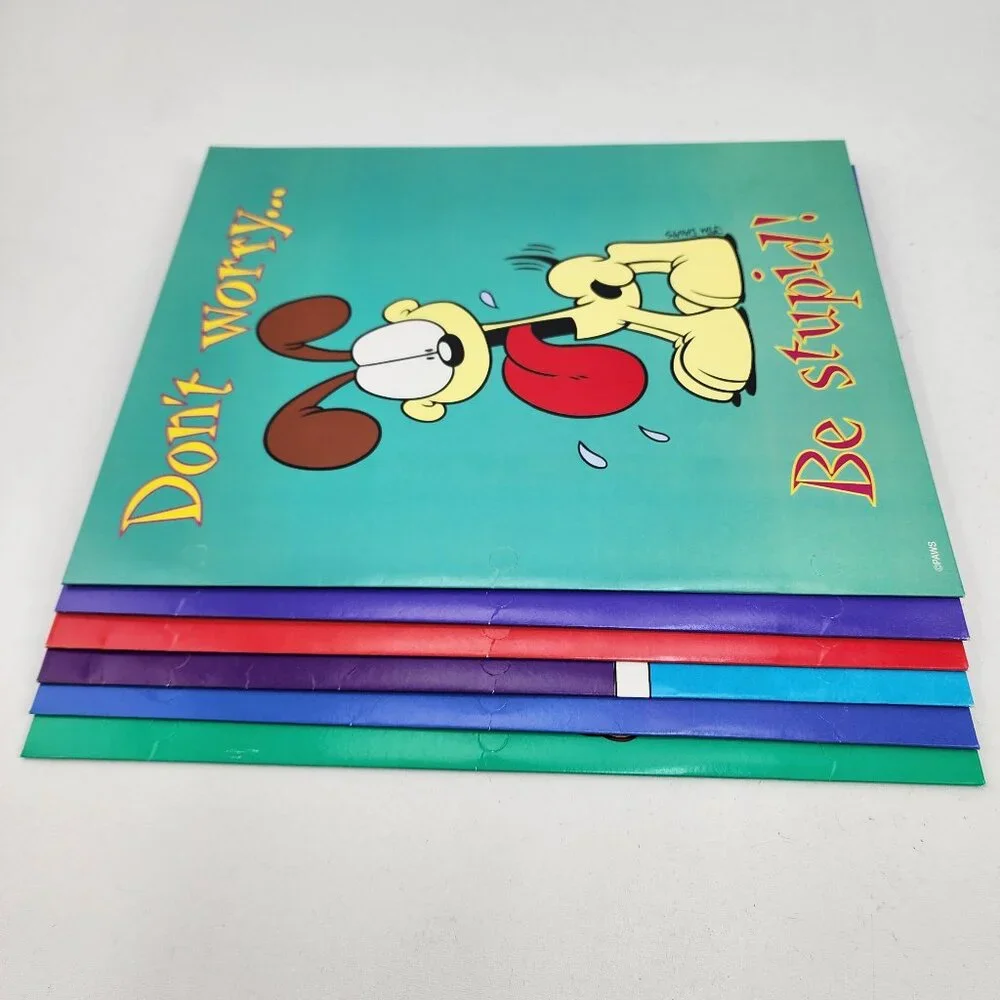 New Lot of 6 Vtg 1999 NOS Garfield Cat & Odie Dog School Binder Pocket Folders